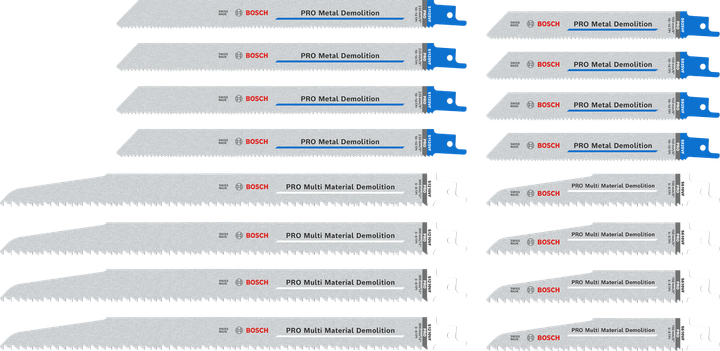 Juego de hojas de demolición Bosch PRO Tough Box, 16 piezas.